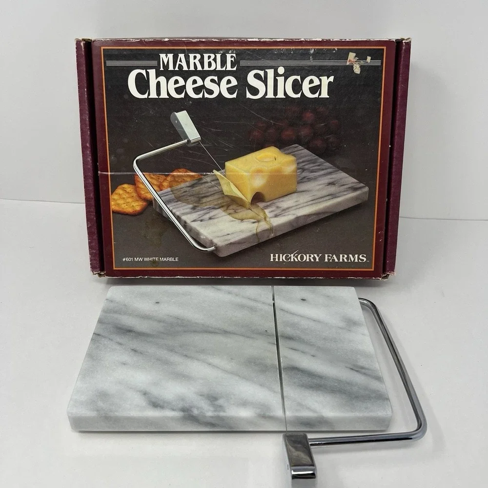 Hickory Farms Marble Cheese Slicer Gourmet #601 White USA Vintage Kitchen Tool